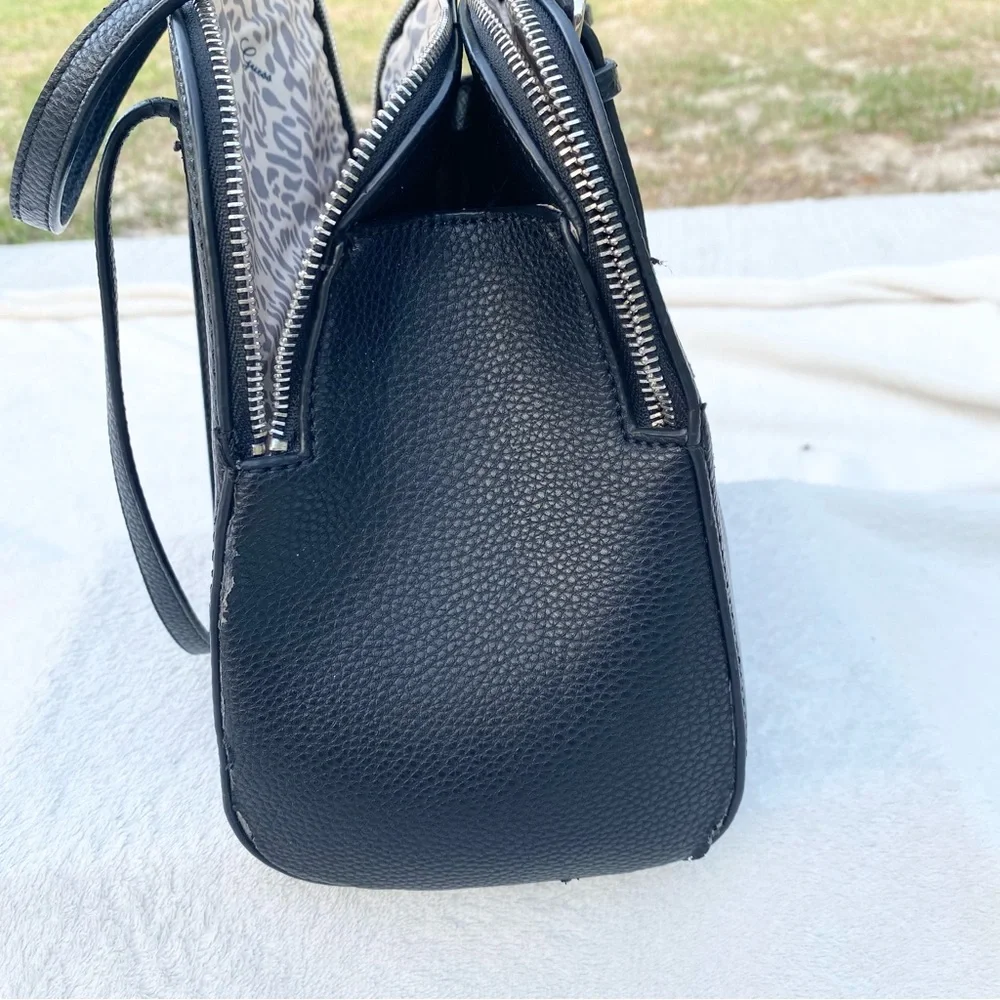 Guess‎ Black Satchel with Silver Hardware